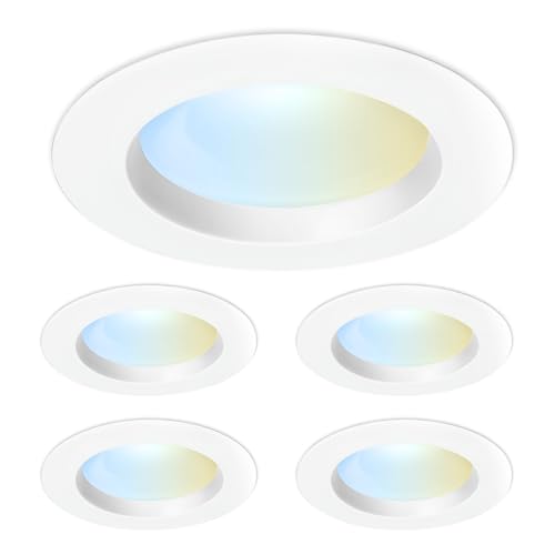 Feit Electric 4" Recessed LED Downlight, 75W Equivalent, Dimmable, Retrofit with E26 Adapter, 5CCT High Output, Light Switch Enabled, Lumen Select, 45-Year Lifetime, LEDR4HO/6WYCA/4, 4 Pack