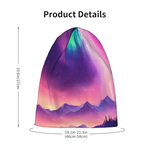 Bkdogkt Dark Northern Lights Print Beanie Hat Soft Thermal Cap Winter Headwear for Cold Indoor Outdoor Activities