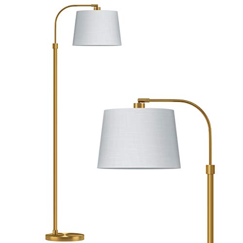 Oneach 62 Gold Arc Floor Lamp - Vintage Mid-Century Modern Metal Reading Light For Living Rooms, Bedrooms, And Offices - Model Amz-F2015-Gl