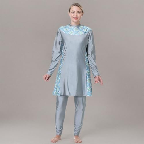 FYMNSI Women Modest Muslim Swimsuits Plus Size Full Body Islamic Burkini Hijab 3 Piece Long Sleeve Rash Guard Skirt Swimwear