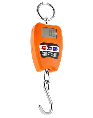 QWORK Hanging Weight Scale, 200kg/440lbs Digital Crane Scales Fish Weighing Scale Aluminum Housing LED Display Scale for F...