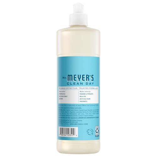 Mrs. MEYER'S CLEAN DAY Liquid Dish Soap, Biodegradable Formula, Dewdrop, 16 Fl Oz