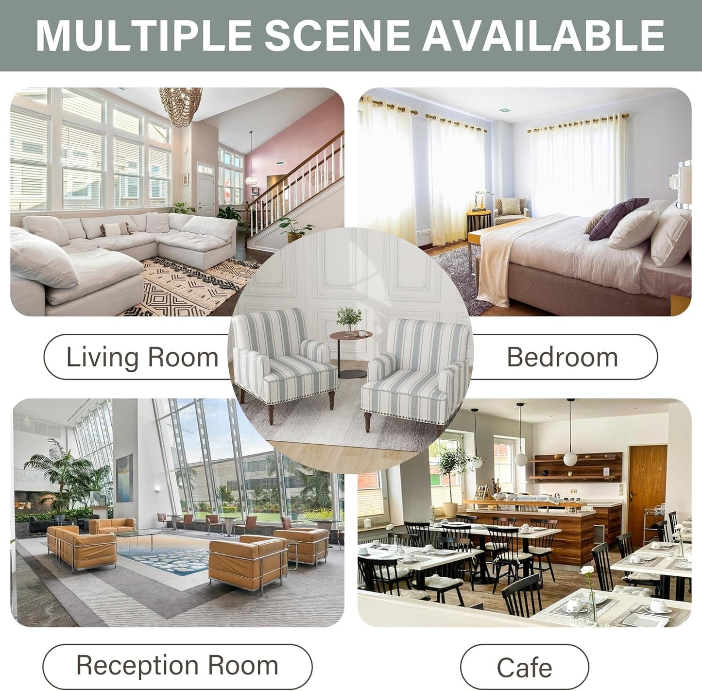 Stripe Accent Chair, Living Room Arm Chairs Modern Nailhead Trim Club Armchair with Wood Legs, Comfy Upholstered Sofa Lounge Seat Reading Seat Bedroom Side Seating for Home Office, Blue