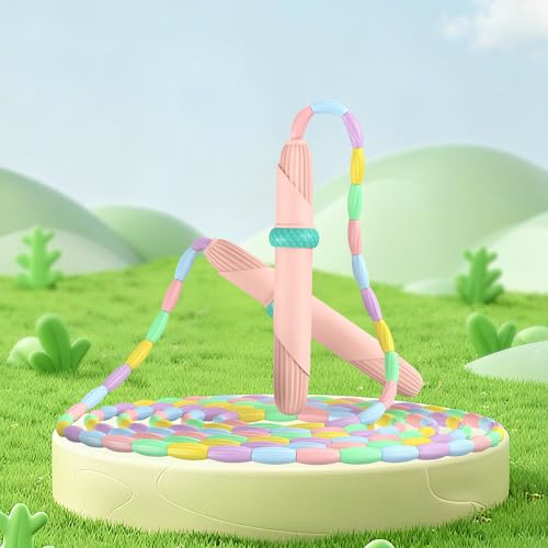 Beaded Jump Rope 1 Pack/2 Pack, ACEONE Segmented Skipping Rope for Kids Adults, Adjustable Tangle-Free Toddler Jumping Rop...