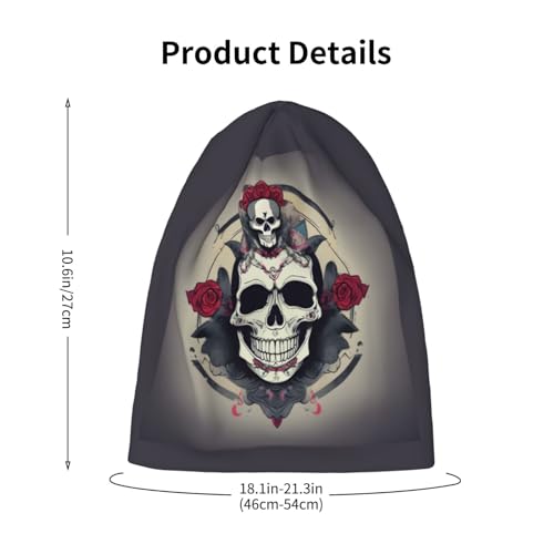 YANYU Skull Yoga Print Soft Beanie Winter Hat Warm Thermal Cap Headwear for Snow Play Outdoor Activities