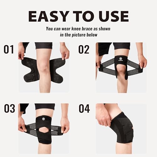 Knee Brace with Side Stabilizers for Knee Pain, Adjustable Knee Support for Meniscus Tear ACL MCL Arthritis Injury Recover...