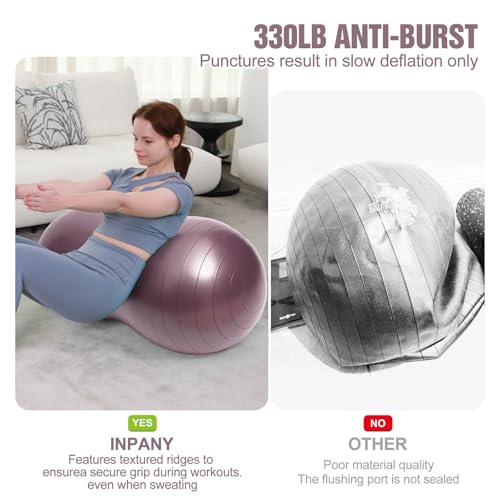 INPANY Peanut Ball - Exercise Ball for Labor Birthing, Anti-Burst Physical Therapy for Kids, Core Strength, Flexible Seati...