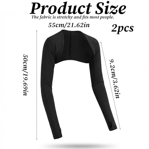Aeaocvo 2 Pack Arm Sleeves for Women, Cooling Sun Protection Shawl Arm Covers with Finger Holes, Black Cooling Sleeves for...
