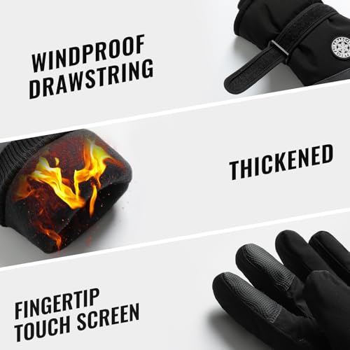 apaepr Winter Ski Gloves for Men & Women, Waterproof Insulated Cold Weather Work Gloves, Touchscreen Snow Gloves for Skiin...