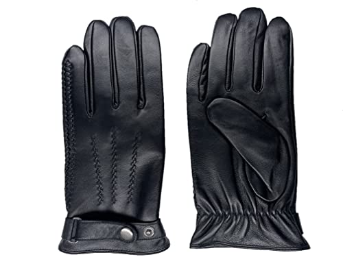 Men's SHEEPSKIN soft leather Braided winter gloves with Cashmere lining