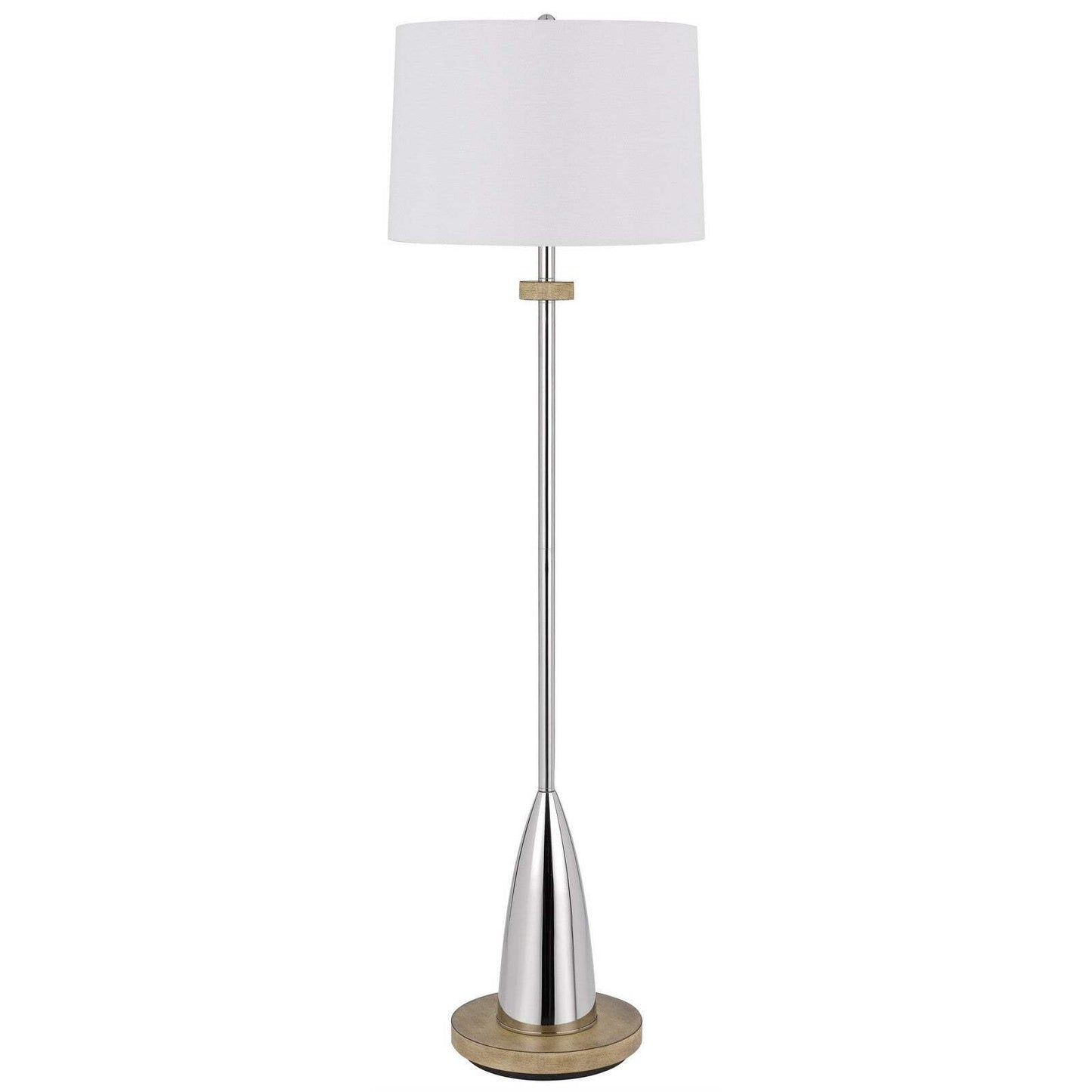 Homeroots Chrome Traditional Floor Lamp - 61 In. Tall With White Square Shade - Metal Construction