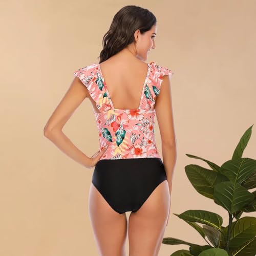 Vintage Pin Up Swimwear for Women Cute Retro V Neck Cap Sleeve Bikini Cover Up