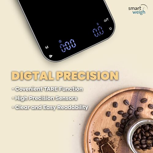 Smart Weigh Precision Coffee, Espresso & Baking Scale – 0.1g Accuracy, 3000g Capacity, Auto-Timer & LED Display