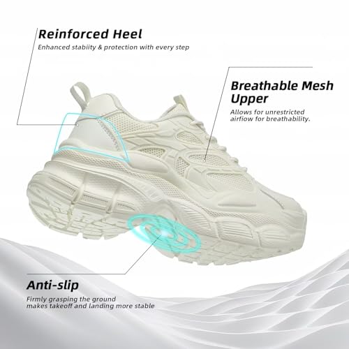 Kundork Womems Walking Shoes Running Tennis Fashion Sneakers Athletic Gym Workout Comfortable Breathable Lightweight