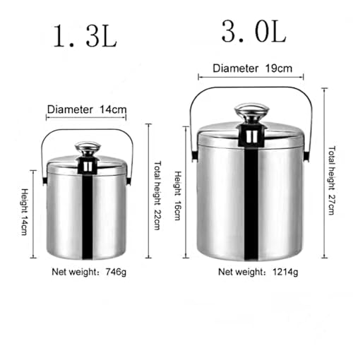 Double-Wall Stainless Steel Wine Ice Buckets with Lid,Tong&Strainer, for Cocktail Bar,Parties Chilling Beer Champagne,Keep...
