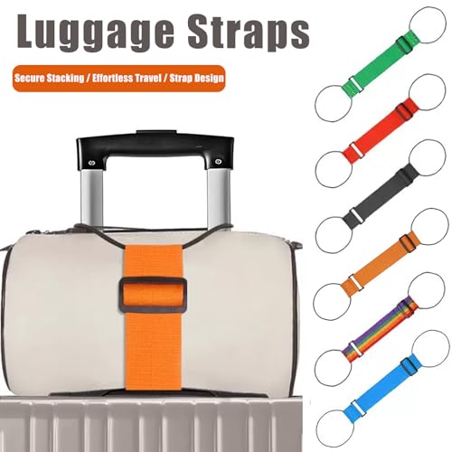 4PCS Luggage Straps for Suitcase, Adjustable Elastic Luggage Connector Straps, Multi-Functional Durable Travel Packing Str...