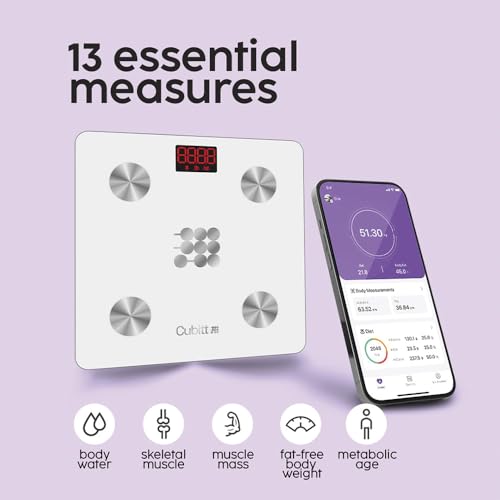 CUBITT Smart Digital Weight Scale, 13 Body Composition Analizer, BMI, Muscle Mass, Body Fat Scale with Smartphone App sync...