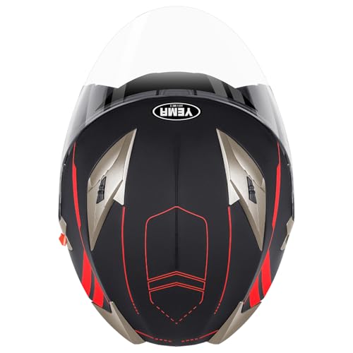 YEMA Open Face Motorcycle Helmets, DOT Approved 3/4 Moped Helmet Dual Visor Quick Release Buckle, Helmets for Adults Motor...