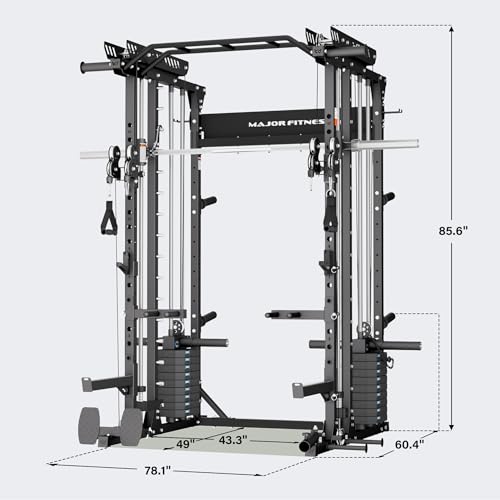 Major Fitness Drone MAX V Smith Machine with Weight Stacks, All-in-One Home Gym Squat Rack--2500LB Capacity, Dual LAT Pul...