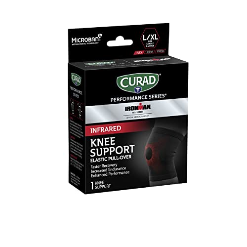 CURAD Performance Series IRONMAN Infrared Knee Support, Elastic Knee Sleeve for Pain Management, Compression Support for R...