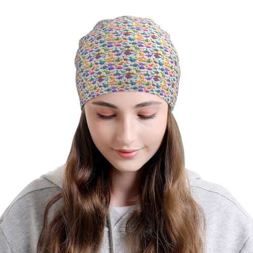 sackhg Many Colorful Cartoon Dinosaurs Print Winter Beanie Hat Men Women Soft Lightweight Thermal Cap for Outdoor Skiing Wear