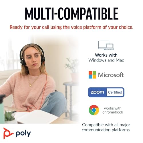 Poly Blackwire 8225 Premium Wired Headset (Plantronics) – Active Noise Canceling – Hi-fi Stereo - Connect to PC/Mac - Work...