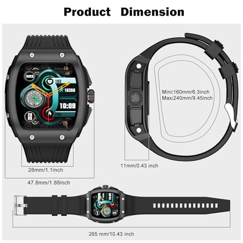 Smart Watches for Men, 1.76" HD Square Touchscreen Smartwatch, Heart Rate/SpO2/Sleep Monitor, Make/Answer Calls, 100+ Spor...