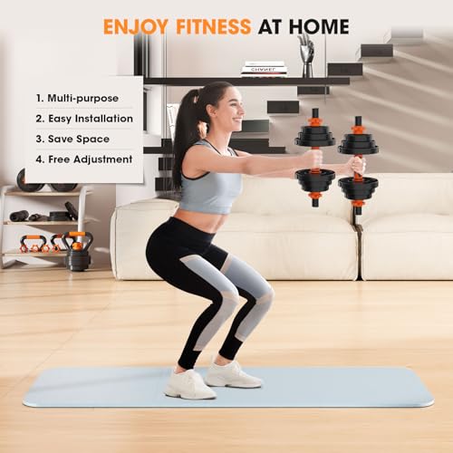 Stepwaver Adjustable Dumbbell Set 20LBS/50LBS/70LBS/90LBS Free Weights Dumbbells,4 in1 Weight Set,Dumbbell, Barbell, Kettl...
