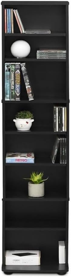 Pemberly Row Engineered Wood Space Saving Multimedia Storage Tower in Espresso