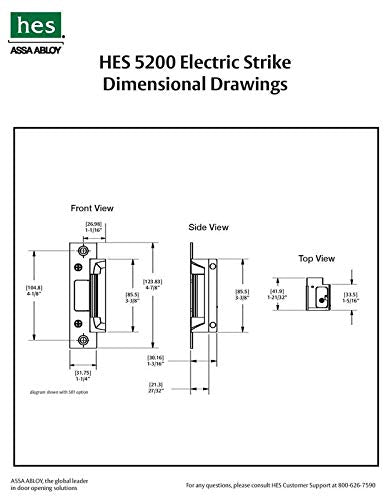HES 5200C-12/24D-630 Universal Door Electric Strike with Faceplate, Satin Stainless Steel, Static Strength 1500 lbs., Dynamic Strength 70 ft-lbs., Dual-Voltage 12 or 24 VDC/VAC