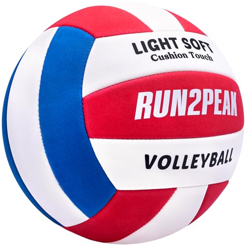 RUN2PEAK Light Soft Beginner Volleyball - Lightweight Soft Foam Composite Cover Training Ball, Official Size 5 - Gentle on...