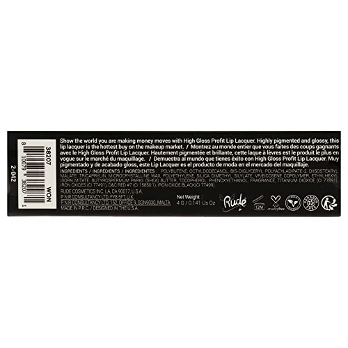 Rude Cosmetics High Gloss Profit Lip Lacquer - Won Lip Gloss Women 0.141 oz
