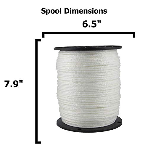 1/8" (#4) X 1000 ft Low -Stretch Solid Braid Industrial Polyester Cord. USA Made