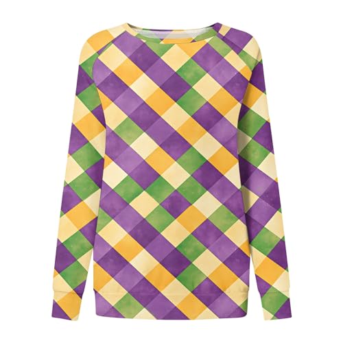 Mardi Outfit For Women Carnival Mask Graphic Sweatshirts Mardi Day Crew Neck Long Sleeve Shirt Fashion Tops