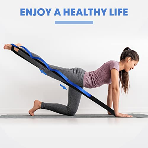 Leyndo 2 Pcs Stretching Strap with 10 Loops -yoga Strap for Physical Therapy, Non-elastic Exercise Straps for Home Workou...