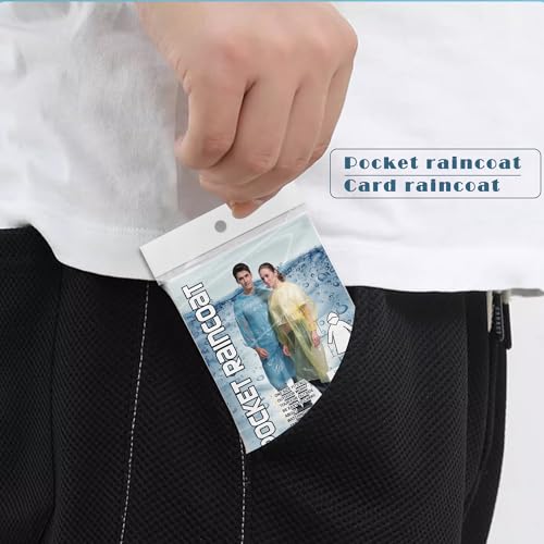 MZYIWUU 10 Pack Disposable Rain Ponchos for Adults, Card-Sized Emergency Ponchos Family Pack with Hood for Travel