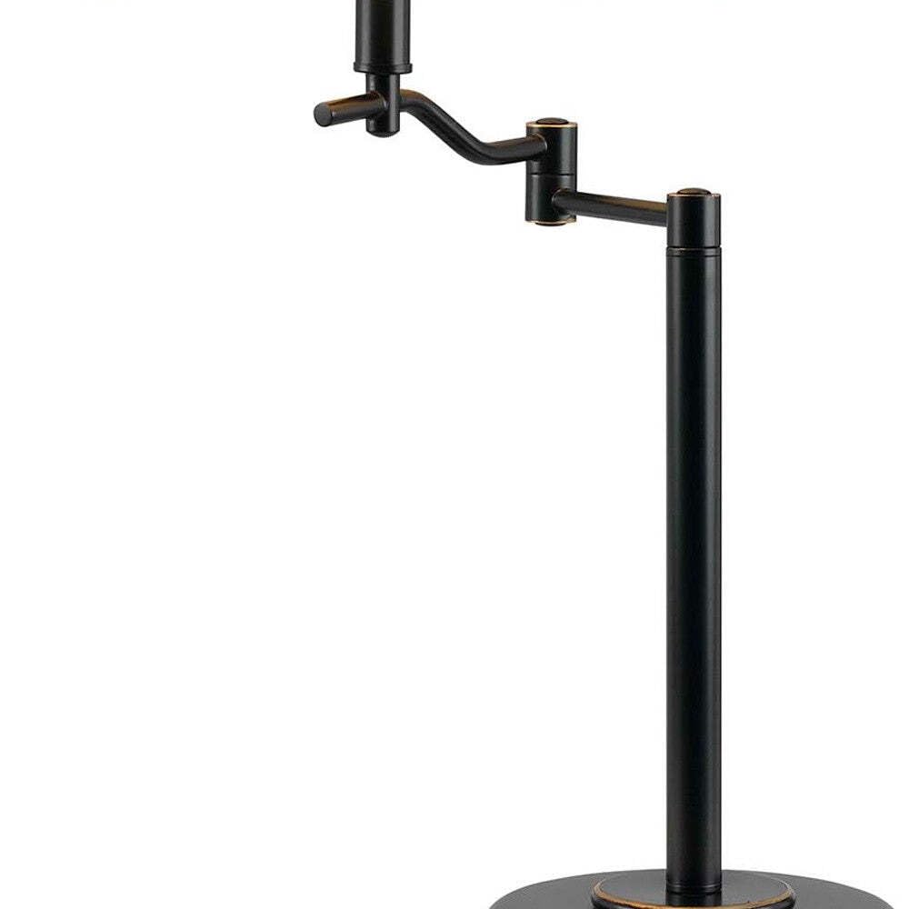 HomeRoots Bronze Metal Swing Arm Table Lamp with Off White Empire Shade, 28.5 x 14.5 x 19 in.