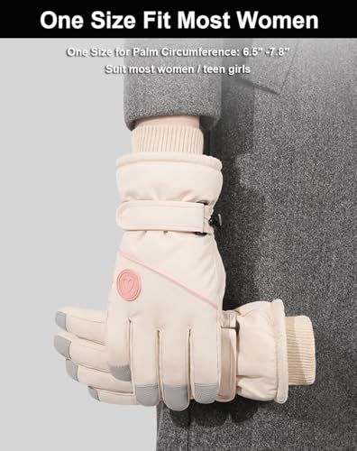 SUJAYU Winter Snow Gloves Ski Gloves Women Waterproof, Touchscreen Warm Glove for Ski Snowboard Snowmobile in Cold Weather
