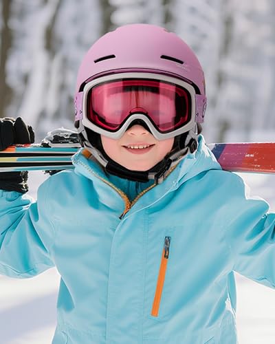 SNOWER Kids Ski Helmet with Goggles Set, Shockproof Durable PC Shell & EPS Foam, Snowboard Helmet and Goggles for Boys & G...