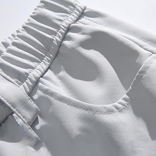 Men's Relaxed Fit Cargo Hiking Pants Elastic Waist Adjustable Side Zipper Pants Casual Climbing Fishing Outdoor Long Trousers