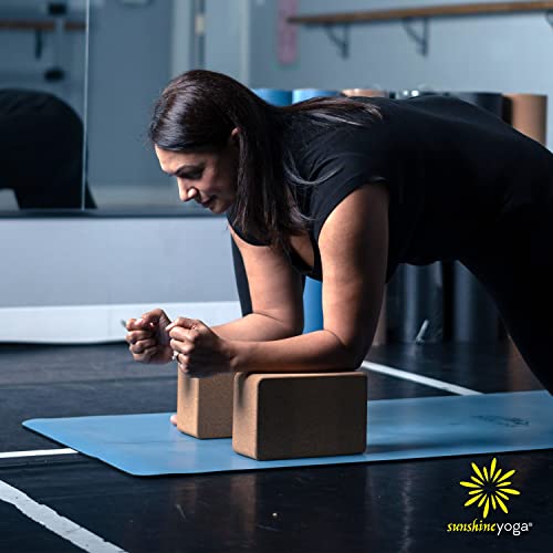 Sunshine Yoga 3" Cork Yoga Block, 6 Pack Bulk Yoga Blocks, Firm and Supportive Yoga Brick for Stretching, Pilates, and Wor...