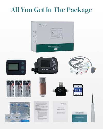 Livenpace Portable 12-Lead Heart Monitor with AI Analysis for Home Use, 24 Hours Recording, Stand-Alone Machine with LCD S...