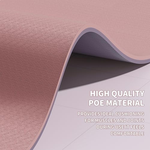 Large Yoga Mat (6'x 4') - Extra Long and Wide Workout Mat for Men and Women,Non-Slip POE 0.32''/0.4'' Thick Fitness Mat, E...
