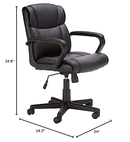 Amazon Basics Office Computer Task Desk Chair with Padded Armrests, Mid-Back, Adjustable, 360 Swivel, Rolling, 275 Pound C...