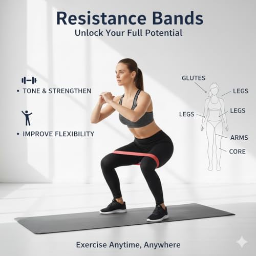 Resistance Bands Set for Workout – 5 Pack Durable Loop Exercise Bands for Strength Training, Physical Therapy, Yoga, Pilat...