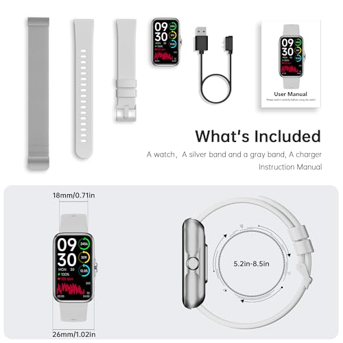 Fitness Tracker with 24/7 Continuous Heart Rate, Blood Oxygen Monitor, Smart Watch with Sleep Monitor, IP68 Waterproof Act...