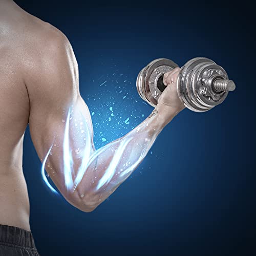 Threaded Dumbbell Rubber/Chrome Handles 1 Inch Pair, Adjustable Dumbbell Bar Handles, Fits Standard Weight Plates with 1” ...