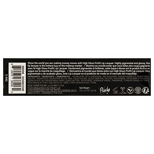 Rude Cosmetics High Gloss Profit Lip Lacquer - Dogecoin Lip Gloss Women 0.141 oz