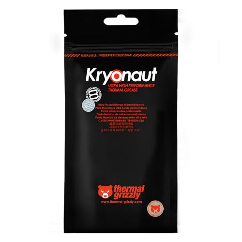 Thermal Grizzly Kryonaut - 1 Gram - Extremely High Performance Thermal Paste + 12 Cleaning Wipes 6 Wet & 6 Dry - for Deman...
