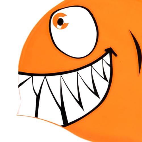 Lljsszr Fish Shape Swim Cap Swimwear Hat Cute Off Swimming Hat Swim Gear for Children Teens Boys Girls, Orange